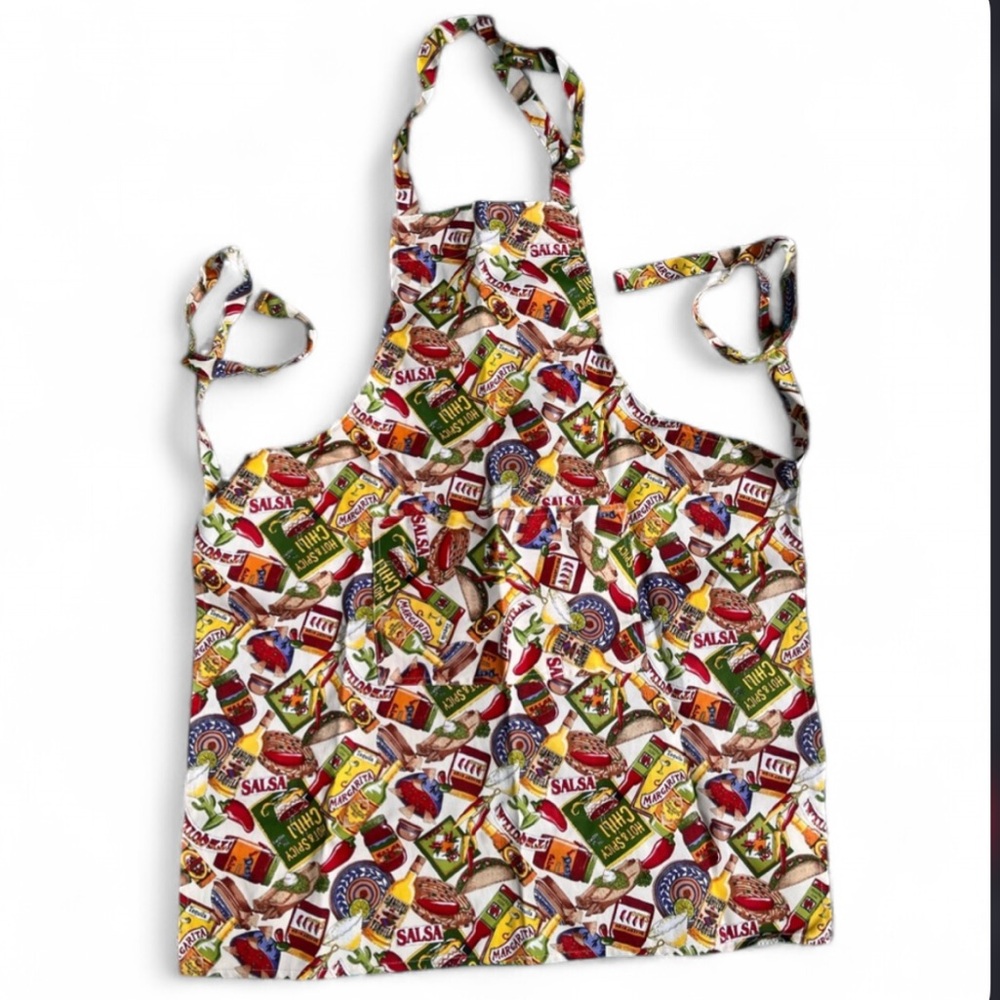 ✨🥳 NWOT - Vibrant Mexican Salsa Chilli Print Apron - Cookware - OS - Versatile